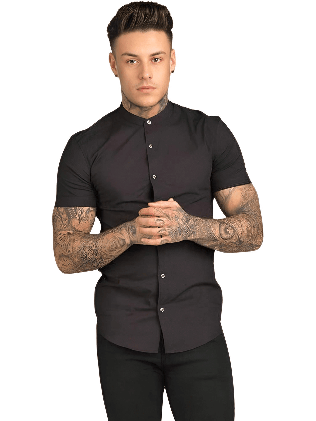 Men's Short Sleeve Fitted Shirt -, Shirt , Drestiny , Army Green, Australia, Black, Blue, Casual Shirts, Dress Shirts, FR, Gender_Men, Grey, L, M, Red, Short Sleeves, United Kingdom, United States, White, XL, XXL , Drestiny , www.shopdrestiny.com