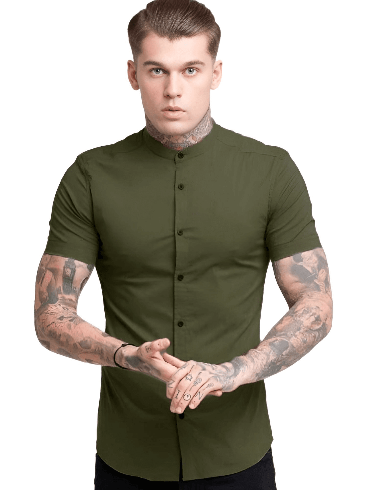 Men's Short Sleeve Fitted Shirt -, Shirt , Drestiny , Army Green, Australia, Black, Blue, Casual Shirts, Dress Shirts, FR, Gender_Men, Grey, L, M, Red, Short Sleeves, United Kingdom, United States, White, XL, XXL , Drestiny , www.shopdrestiny.com