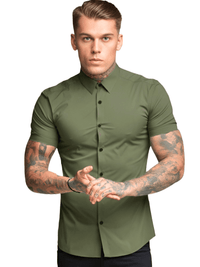 Thumbnail for Men's Short Sleeve Fitted Shirt -, Shirt , Drestiny , Army Green, Australia, Black, Blue, Casual Shirts, Dress Shirts, FR, Gender_Men, Grey, L, M, Red, Short Sleeves, United Kingdom, United States, White, XL, XXL , Drestiny , www.shopdrestiny.com