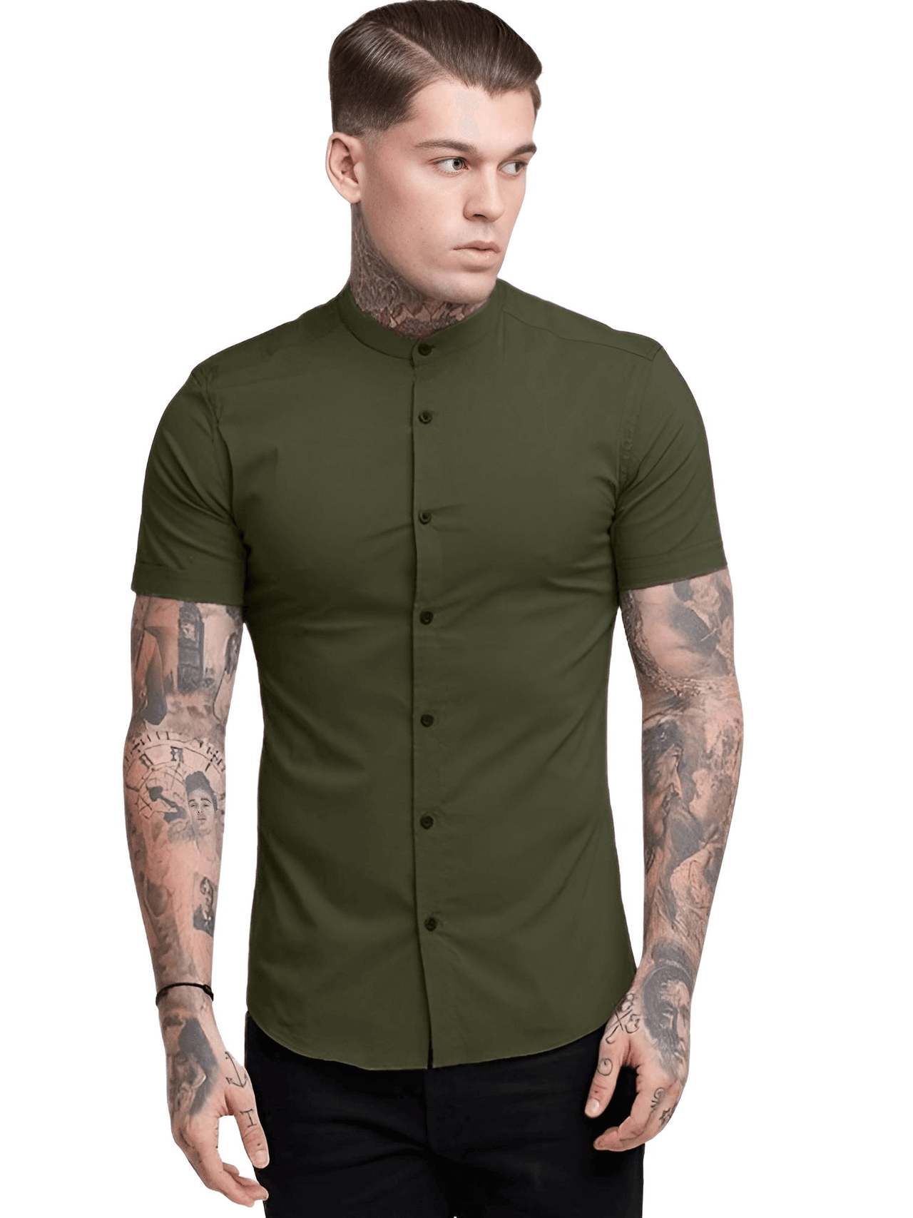 Men's Short Sleeve Fitted Shirt -, Shirt , Drestiny , Army Green, Australia, Black, Blue, Casual Shirts, Dress Shirts, FR, Gender_Men, Grey, L, M, Red, Short Sleeves, United Kingdom, United States, White, XL, XXL , Drestiny , www.shopdrestiny.com