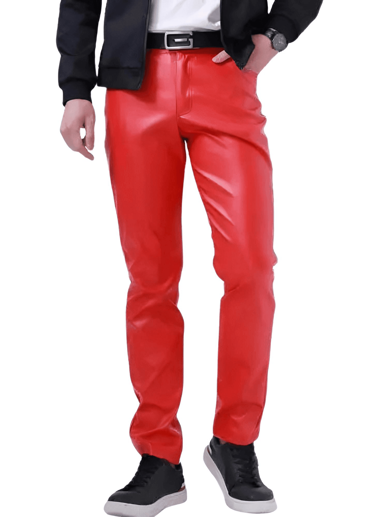 Slim Fit Men's Leather Pants -, Leather Pants , Drestiny , 28, 29, 30, 31, 32, 33, 34, 35, 36, 38, 40, Australia, Black, Blue, Casual Pants, Dress Pants, FR, Gold, Green, Leather Pants, New Zealand, Orange, Red, United Kingdom, United States, White , Drestiny , www.shopdrestiny.com