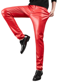 Thumbnail for Slim Fit Men's Leather Pants -, Leather Pants , Drestiny , Australia, Black, Blue, Casual Pants, Dress Pants, Gold, Green, Leather Pants, New Zealand, Orange, Red, United Kingdom, United States, White , Drestiny , www.shopdrestiny.com