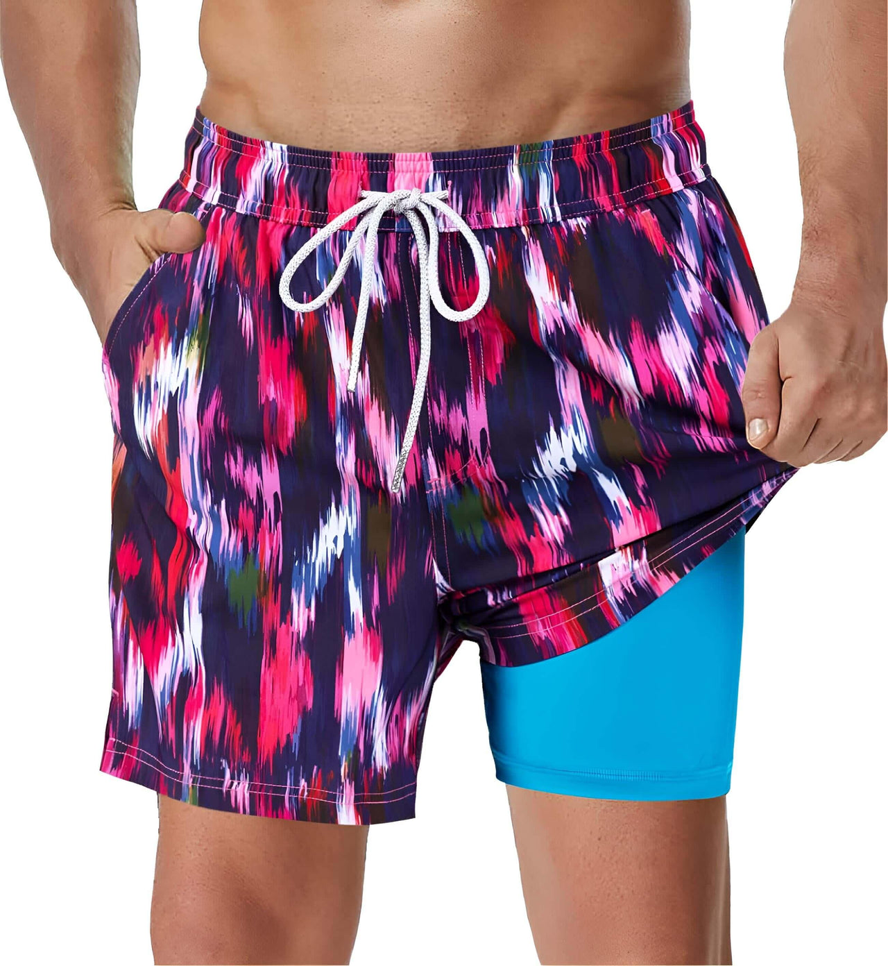 Men's Swimming Trunks with Compression Liner -, Swimwear , Drestiny , Australia, Black, Blue, Canada, Dark Blue, Dark Red, Fuchsia, Green, L, Light Blue, M, New Zealand, Orange, S, Swim Shorts, United Kingdom, United States, White, XL, XXL, XXXL , Drestiny , www.shopdrestiny.com