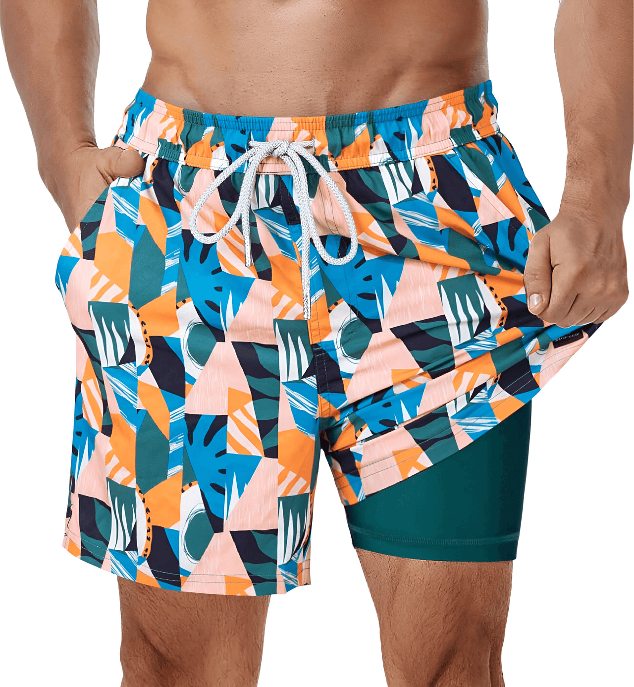 Men's Swimming Trunks with Compression Liner -, Swimwear , Drestiny , Australia, Black, Blue, Canada, Dark Blue, Dark Red, Fuchsia, Green, L, Light Blue, M, New Zealand, Orange, S, Swim Shorts, United Kingdom, United States, White, XL, XXL, XXXL , Drestiny , www.shopdrestiny.com