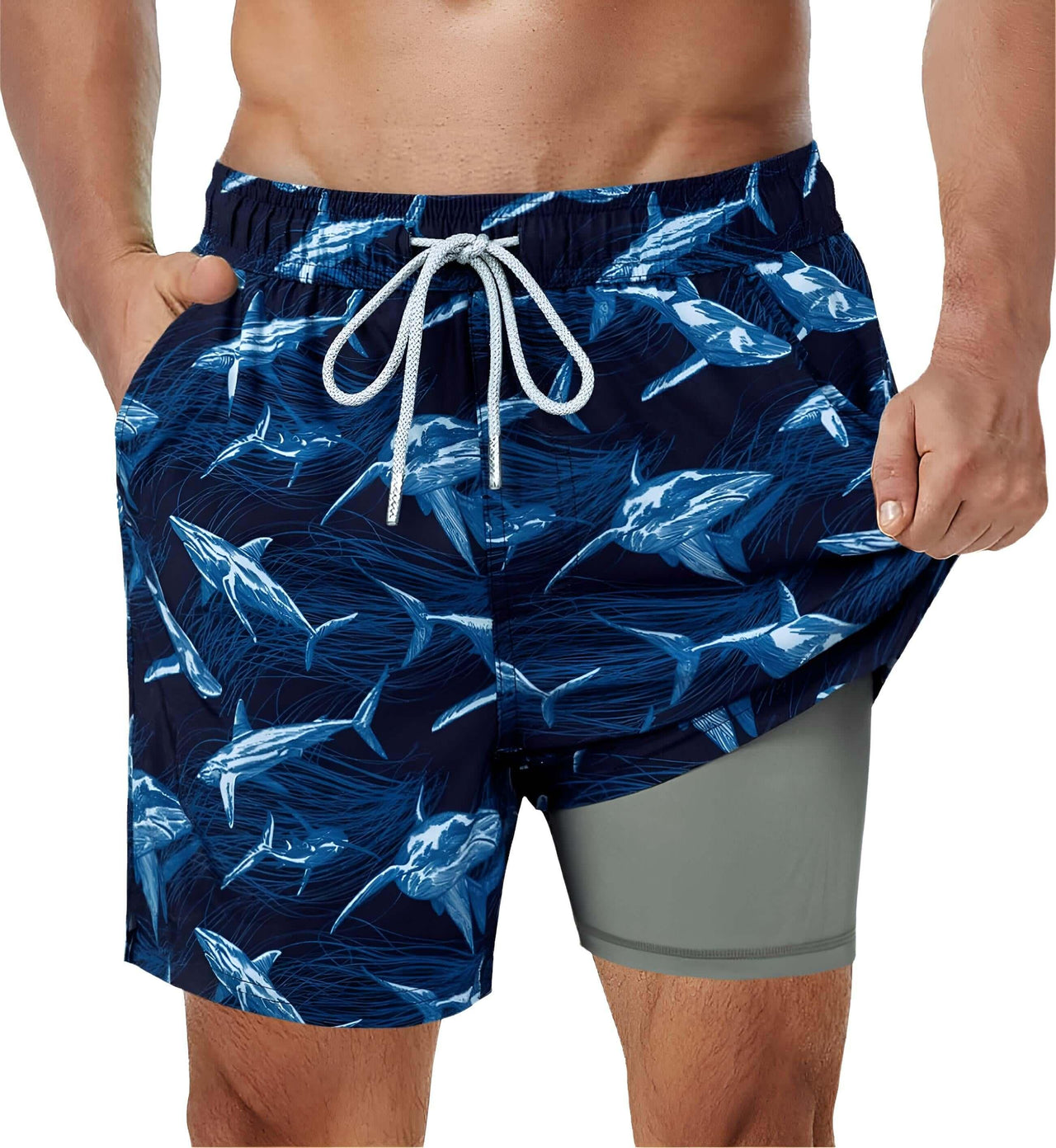 Men's Swimming Trunks with Compression Liner -, Swimwear , Drestiny , Australia, Black, Blue, Canada, Dark Blue, Dark Red, Fuchsia, Green, L, Light Blue, M, New Zealand, Orange, S, Swim Shorts, United Kingdom, United States, White, XL, XXL, XXXL , Drestiny , www.shopdrestiny.com