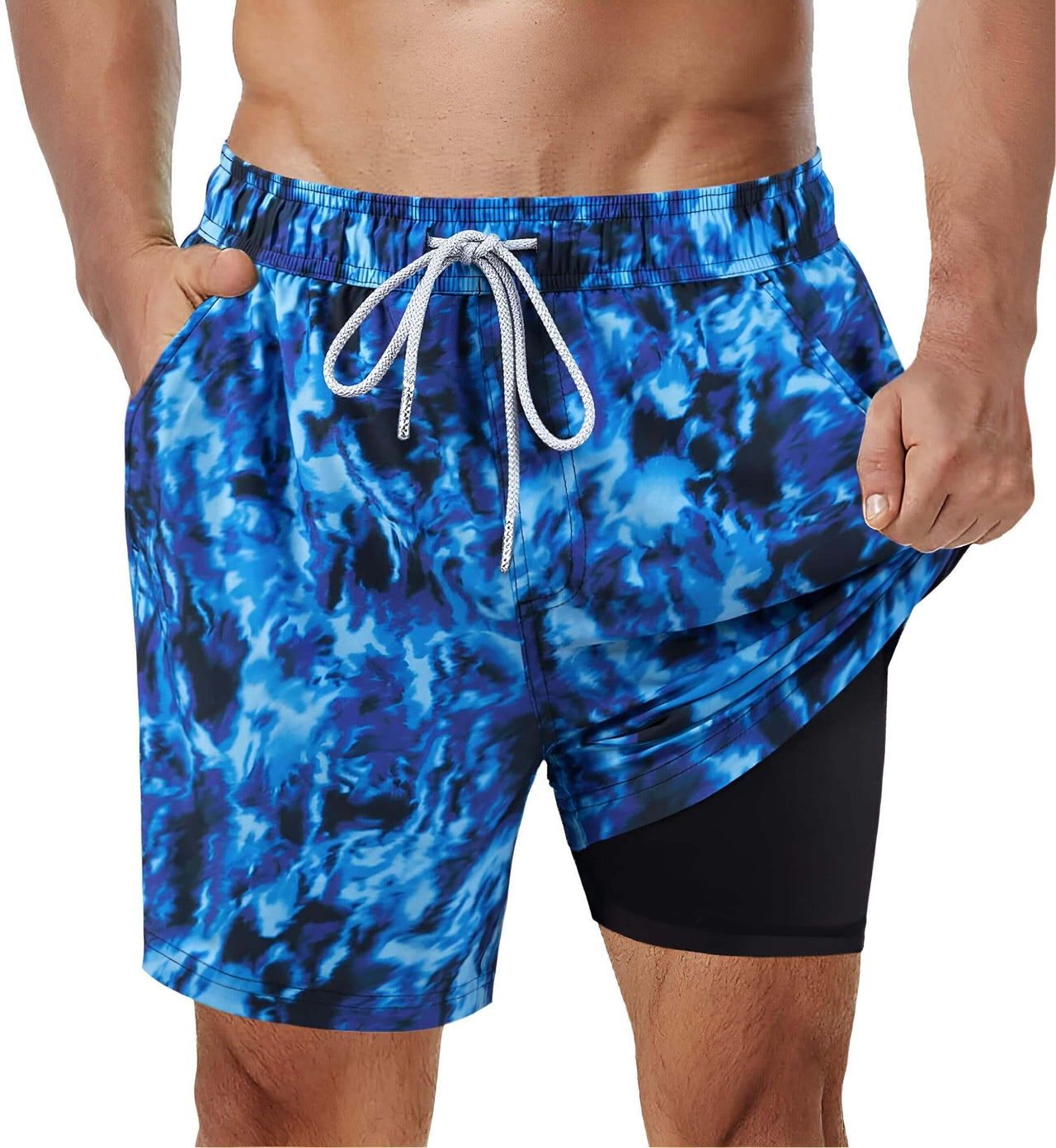 Men's Swimming Trunks with Compression Liner -, Swimwear , Drestiny , Australia, Black, Blue, Canada, Dark Blue, Dark Red, Fuchsia, Green, L, Light Blue, M, New Zealand, Orange, S, Swim Shorts, United Kingdom, United States, White, XL, XXL, XXXL , Drestiny , www.shopdrestiny.com