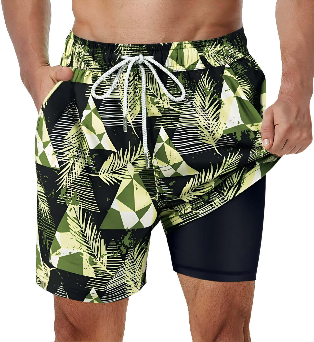 Men's Swimming Trunks with Compression Liner -, Swimwear , Drestiny , Australia, Black, Blue, Canada, Dark Blue, Dark Red, Fuchsia, Green, L, Light Blue, M, New Zealand, Orange, S, Swim Shorts, United Kingdom, United States, White, XL, XXL, XXXL , Drestiny , www.shopdrestiny.com