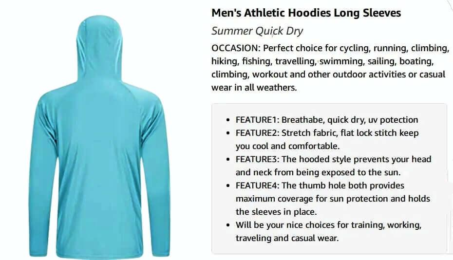 Men's Athletic Hoodies Long Sleeves - In 16 Colors With UV Protection! -, Shirts & Tops , Drestiny , Australia, Black, Blue, Deep Sky Blue, Gender_Men, Green, Hoodies, L, Lake Blue, Light Green, Light Grey, Long Sleeves, M, Mint Green, Navy, New Zealand, Orange, Pink, Red, S, Sky Blue, United Kingdom, United States, White, Wine Red, XL, XXL, XXXL , Drestiny , www.shopdrestiny.com