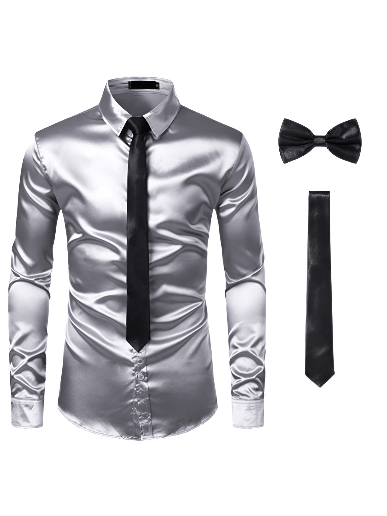 Men's 3Pcs Silk Dress Shirt + Ties -, Dress Shirts , Drestiny , Australia, Canada, Dress Shirts, FR, L, Long Sleeves, M, New Zealand, S, Sets, United Kingdom, United States, XL, XXL , Drestiny , www.shopdrestiny.com