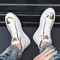 Thumbnail for Men's High Top Sneakers Trendy Gold Accents