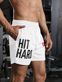 Thumbnail for Men's Hit HARD Gym Shorts -, Shorts , Drestiny , Army Green, Australia, Black, Blue, Canada, Gender_Men, Grey, L, M, Navy, New Zealand, Red, Shorts, United Kingdom, United States, White, XL, XXL, XXXL , Drestiny , www.shopdrestiny.com