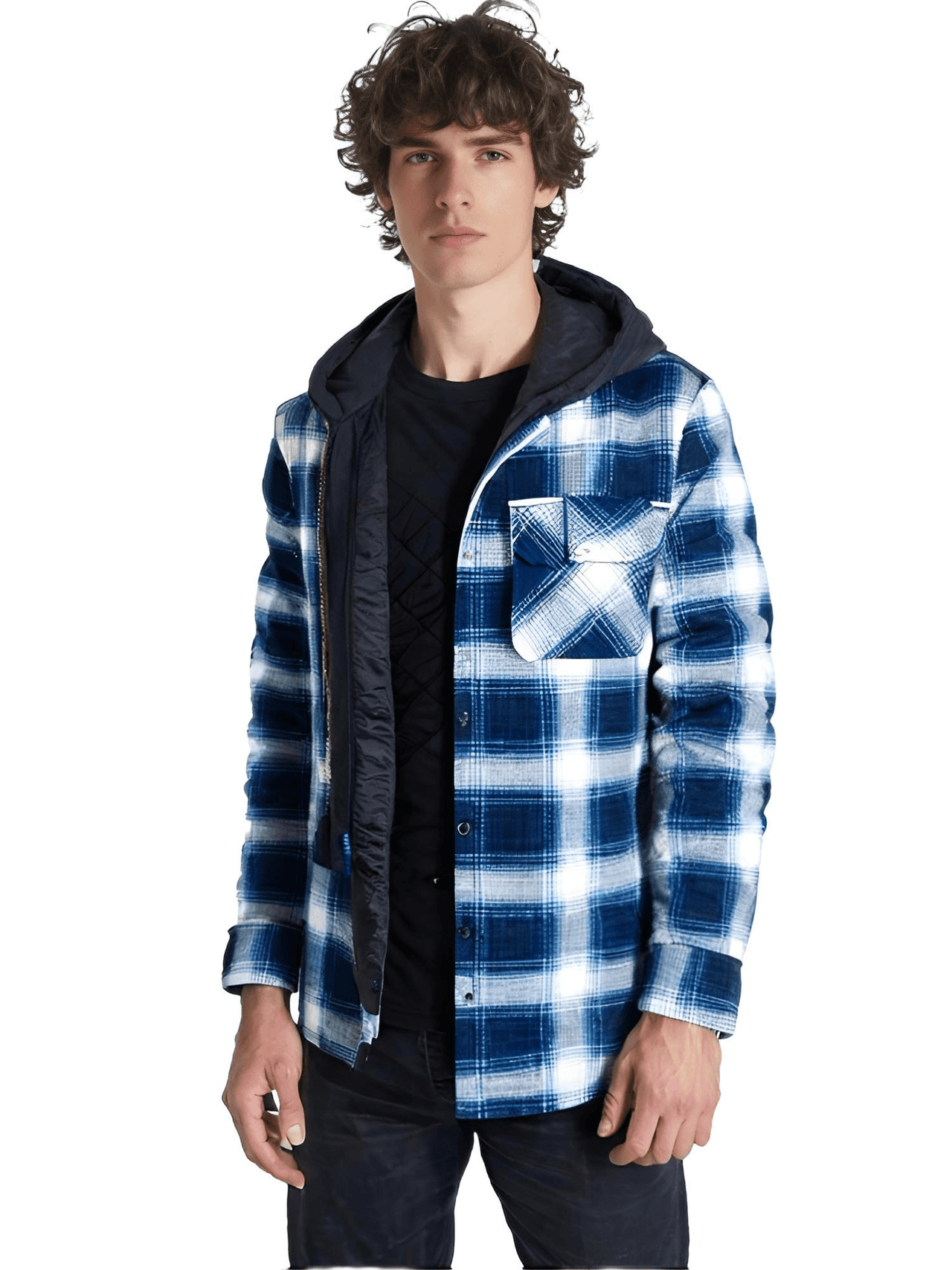 Men's Hooded Flannel Jacket -, Jacket , Drestiny , 4XL, Australia, Black, Blue, Brown, Coats, Grey, Jackets, L, M, Navy, Red, United Kingdom, United States, White, XL, XXL, XXXL , Drestiny , www.shopdrestiny.com