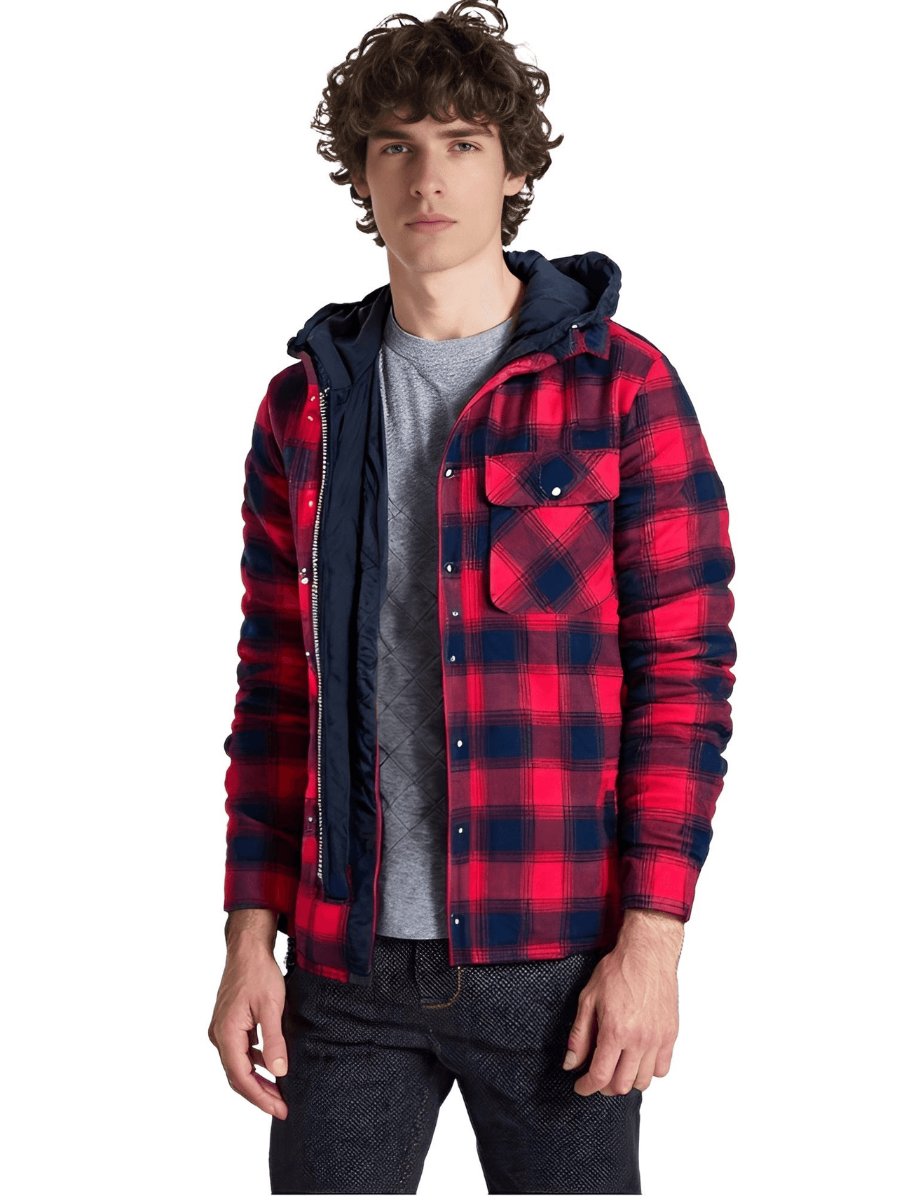 Men's Hooded Flannel Jacket -, Jacket , Drestiny , 4XL, Australia, Black, Blue, Brown, Coats, Grey, Jackets, L, M, Navy, Red, United Kingdom, United States, White, XL, XXL, XXXL , Drestiny , www.shopdrestiny.com