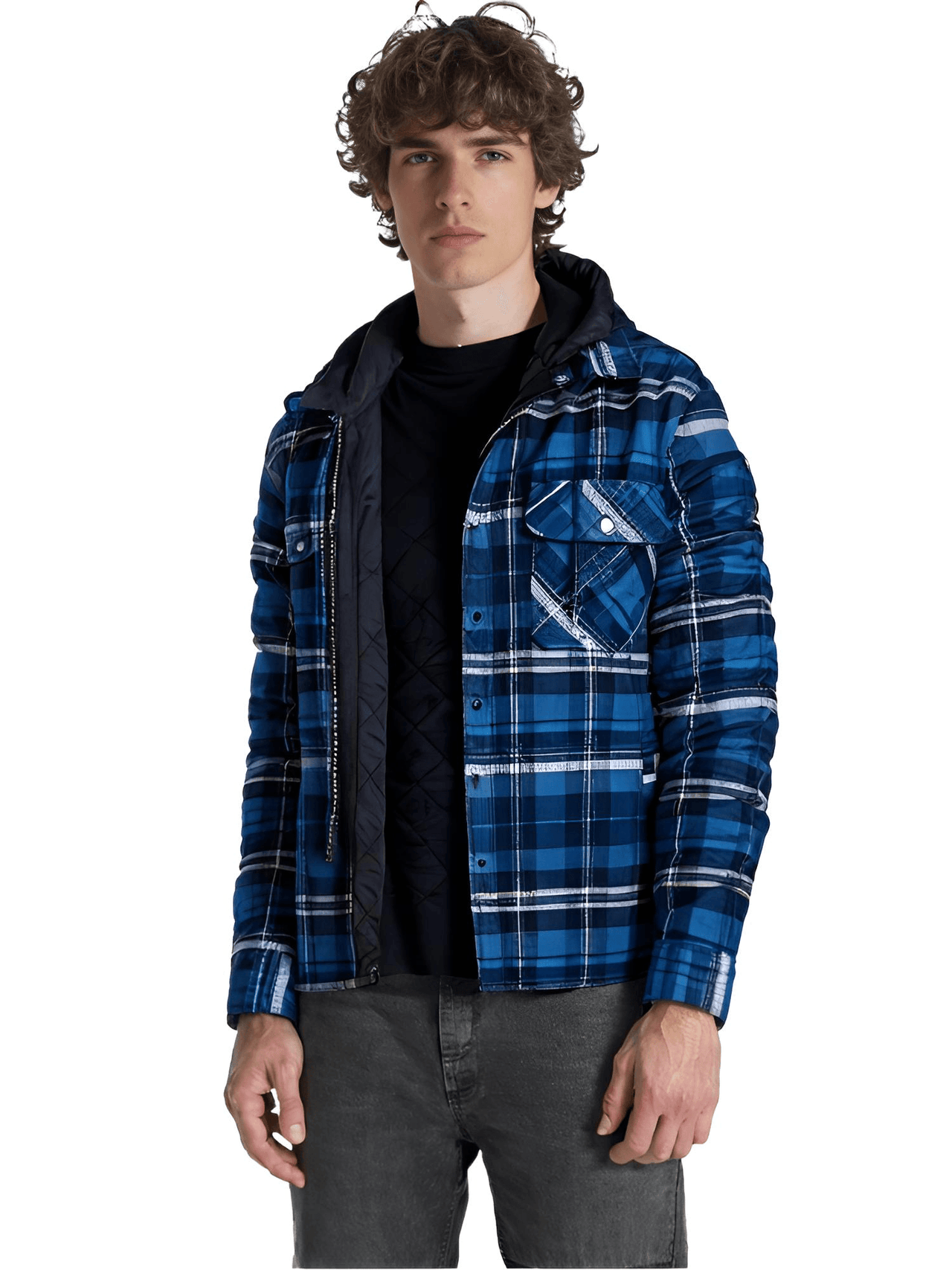 Men's Hooded Flannel Jacket -, Jacket , Drestiny , 4XL, Australia, Black, Blue, Brown, Coats, Grey, Jackets, L, M, Navy, Red, United Kingdom, United States, White, XL, XXL, XXXL , Drestiny , www.shopdrestiny.com