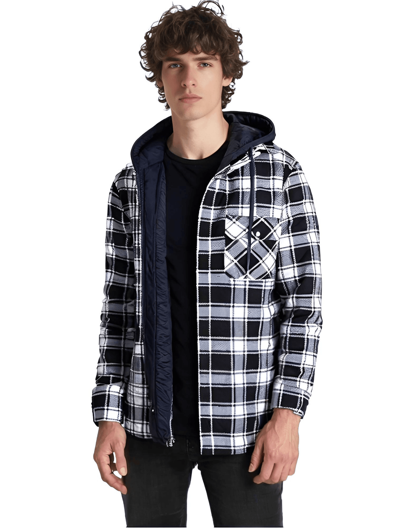 Men's Hooded Flannel Jacket -, Jacket , Drestiny , 4XL, Australia, Black, Blue, Brown, Coats, Grey, Jackets, L, M, Navy, Red, United Kingdom, United States, White, XL, XXL, XXXL , Drestiny , www.shopdrestiny.com