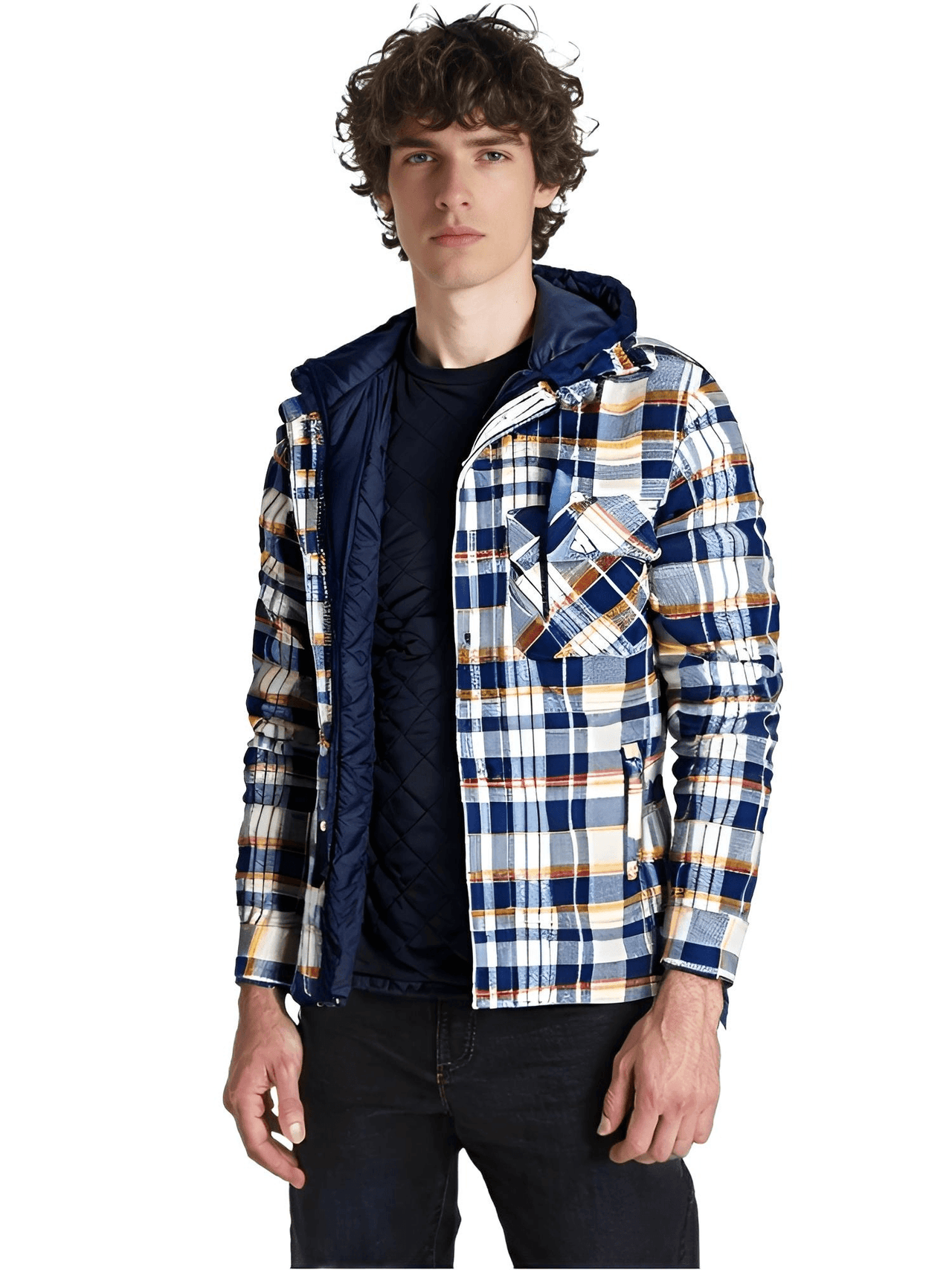 Men's Hooded Flannel Jacket -, Jacket , Drestiny , 4XL, Australia, Black, Blue, Brown, Coats, Grey, Jackets, L, M, Navy, Red, United Kingdom, United States, White, XL, XXL, XXXL , Drestiny , www.shopdrestiny.com