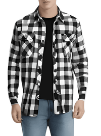 Thumbnail for Men's Long Sleeve Plaid Checkered Shirt