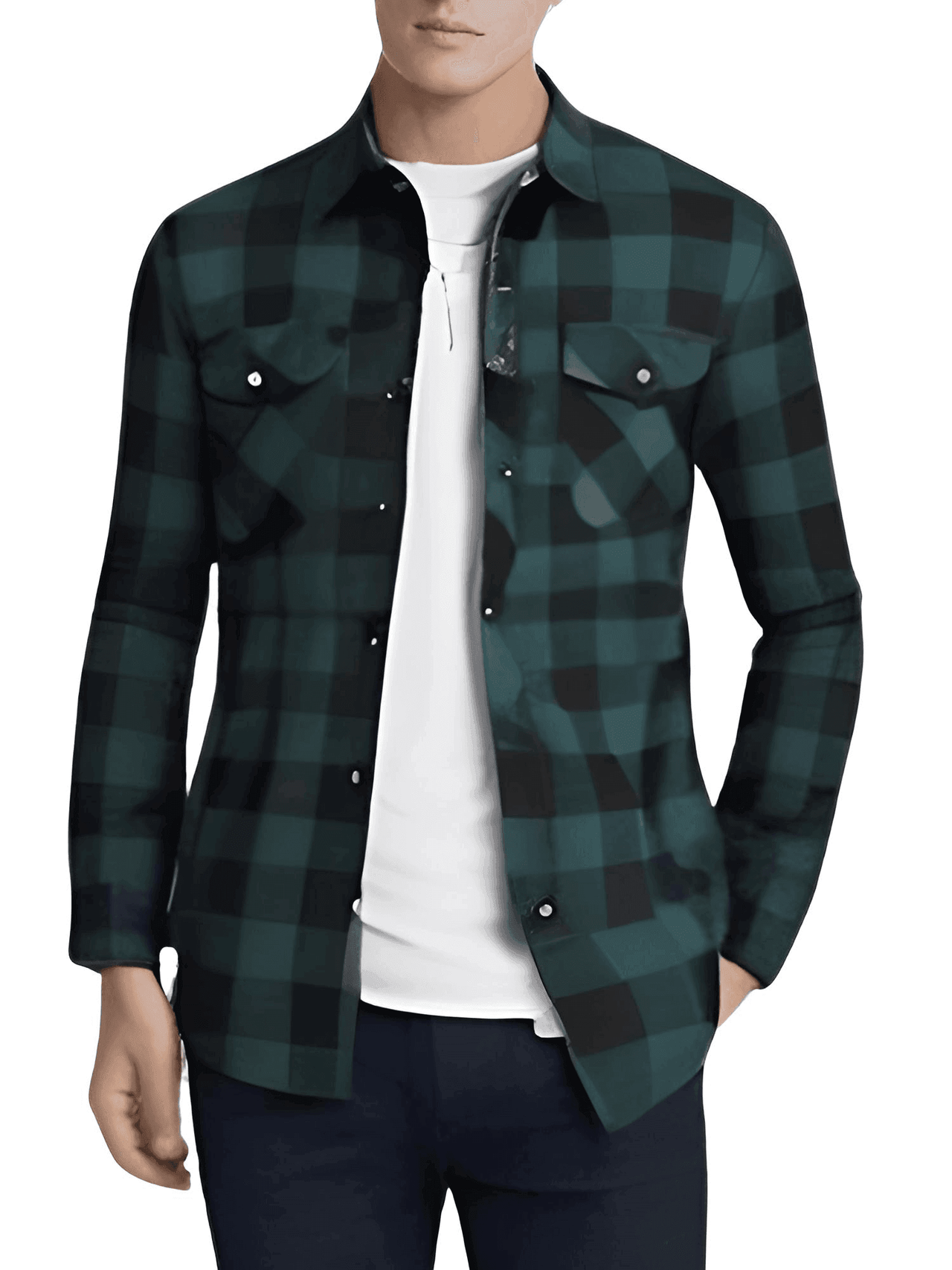 Men's Long Sleeve Plaid Checkered Shirt