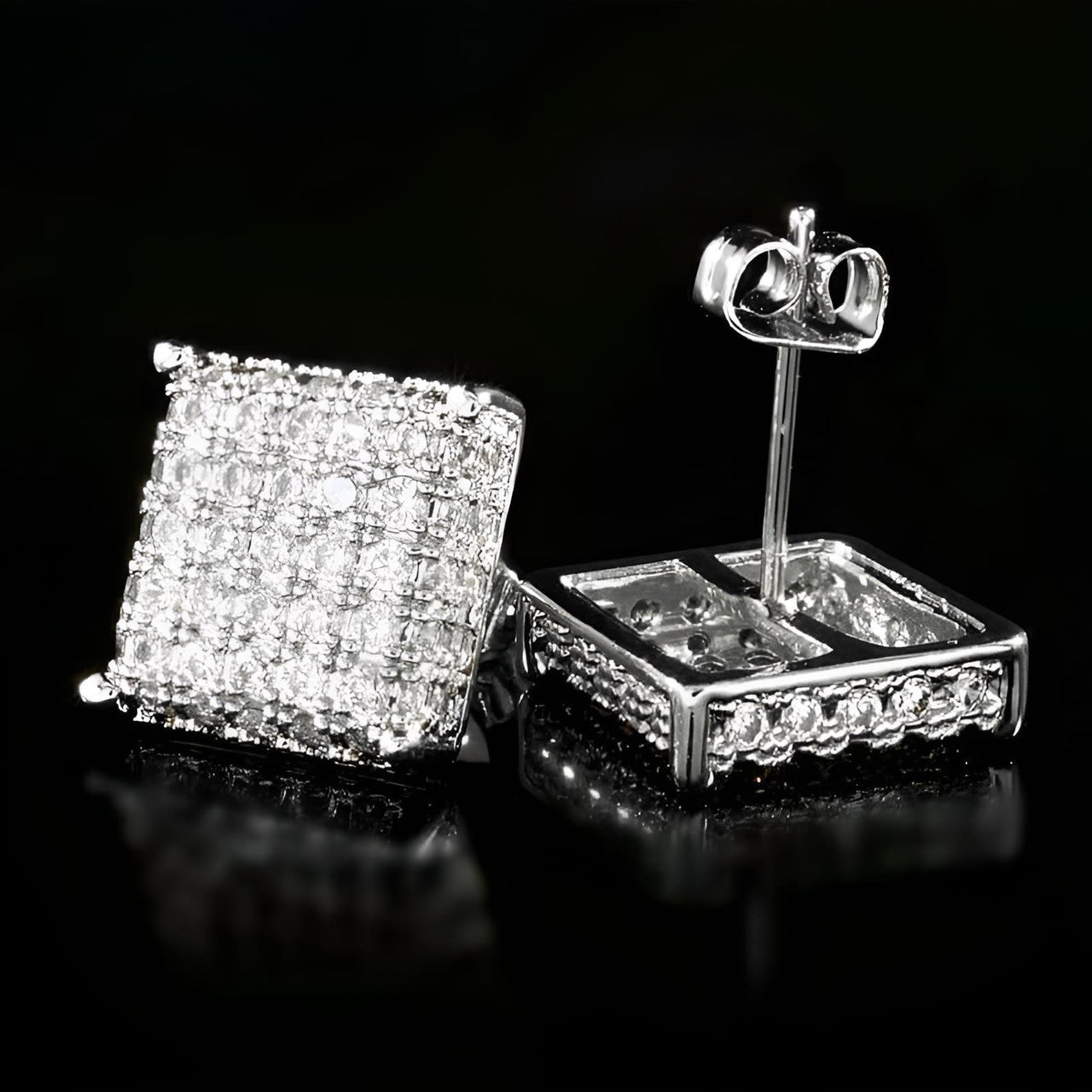 Micro Paved CZ Square Stud Earrings for Women and Men -, Earrings , Drestiny , Australia, Canada, Earrings, Gender_Men, Gender_Women, Gold, New Zealand, Silver, United Kingdom, United States , Drestiny , www.shopdrestiny.com