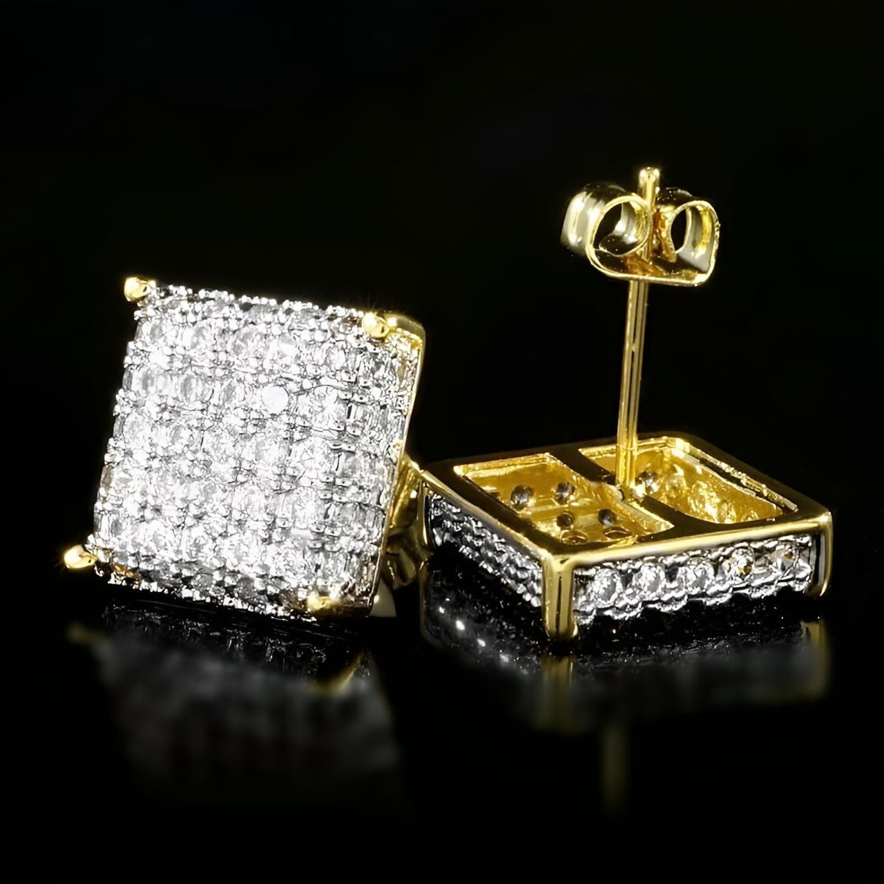 Micro Paved CZ Square Stud Earrings for Women and Men -, Earrings , Drestiny , Australia, Canada, Earrings, Gender_Men, Gender_Women, Gold, New Zealand, Silver, United Kingdom, United States , Drestiny , www.shopdrestiny.com