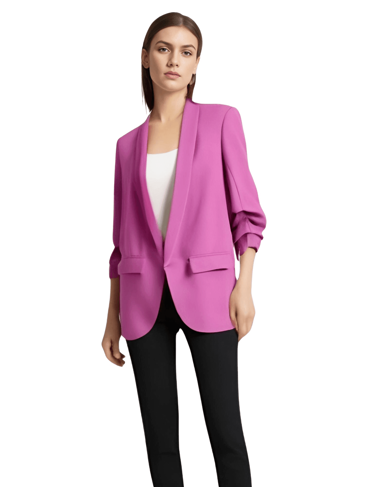 Modern Three Quarter Pile Sleeve Blazer For Women - In 8 Colors! -, Blazers , Drestiny , Australia, Beige, Black, Blazers, Brown, Fuchsia, Gold, Green, Hot Pink, Jackets, Khaki, L, M, New Zealand, Pink, S, United Kingdom, United States, Wine Red, Yellow , Drestiny , www.shopdrestiny.com