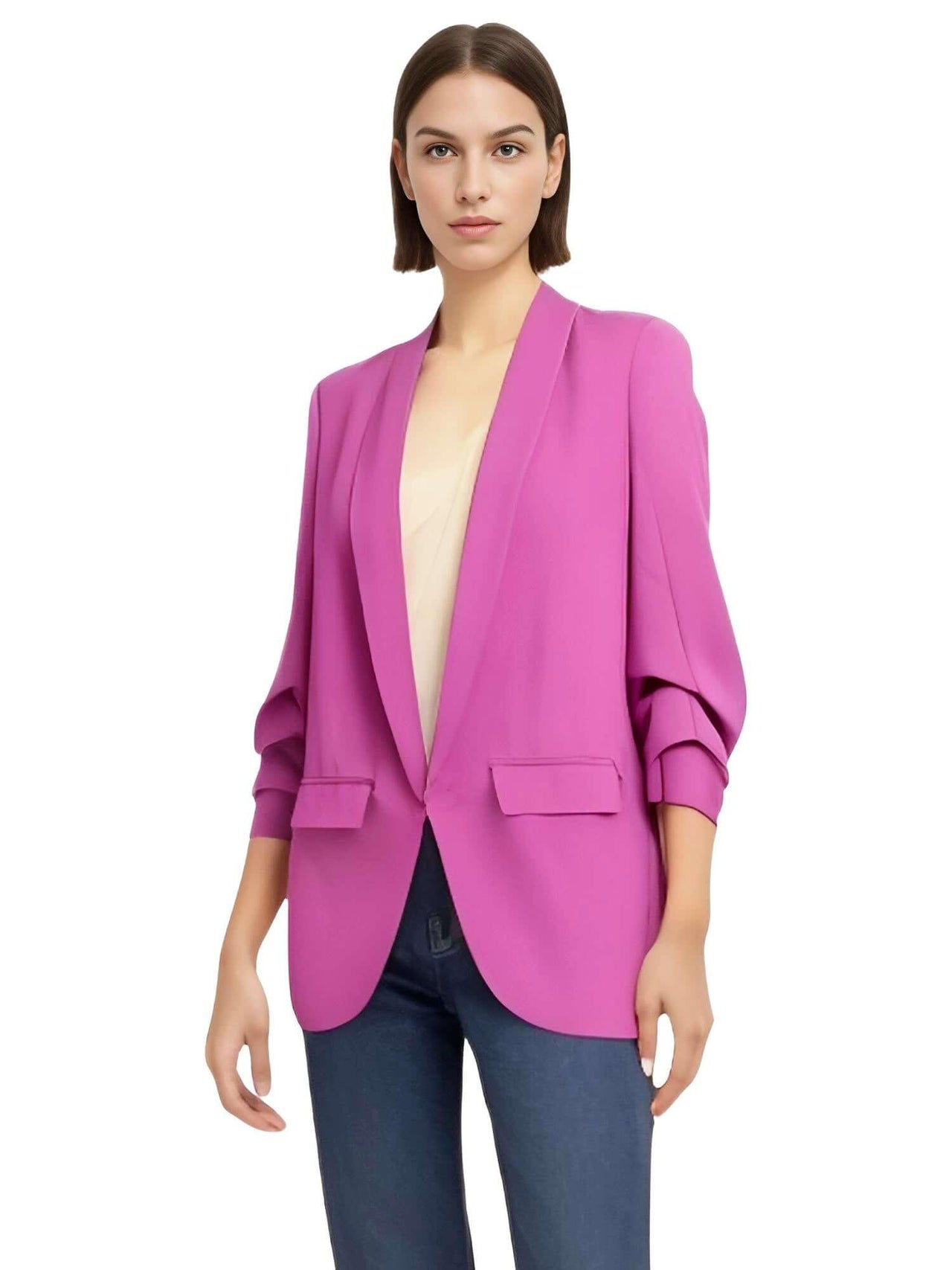 Modern Three Quarter Pile Sleeve Blazer For Women - In 8 Colors! -, Blazers , Drestiny , Australia, Beige, Black, Blazers, Brown, Fuchsia, Gold, Green, Hot Pink, Jackets, Khaki, L, M, New Zealand, Pink, S, United Kingdom, United States, Wine Red, Yellow , Drestiny , www.shopdrestiny.com