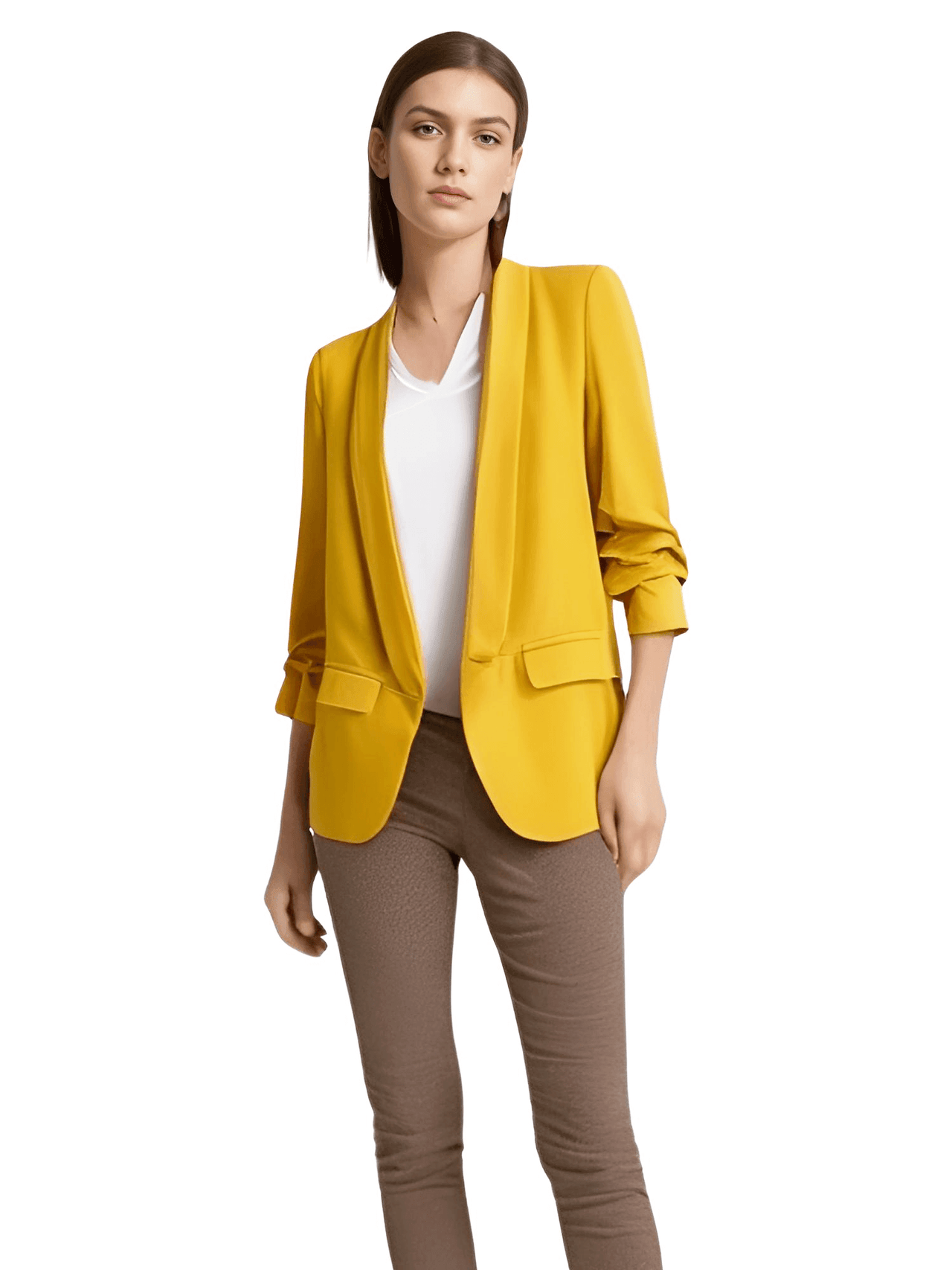 Modern Three Quarter Pile Sleeve Blazer For Women - In 8 Colors! -, Blazers , Drestiny , Australia, Beige, Black, Blazers, Brown, Fuchsia, Gold, Green, Hot Pink, Jackets, Khaki, L, M, New Zealand, Pink, S, United Kingdom, United States, Wine Red, Yellow , Drestiny , www.shopdrestiny.com