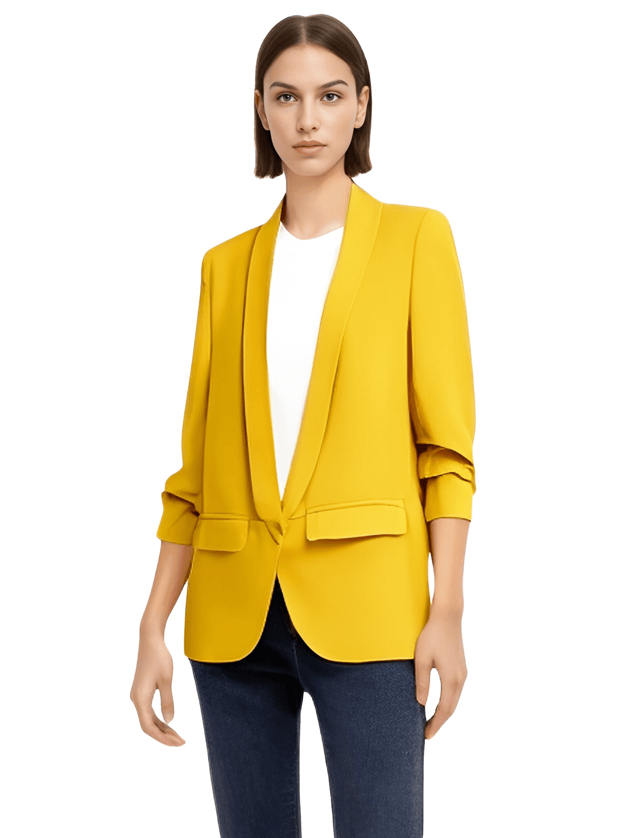 Modern Three Quarter Pile Sleeve Blazer For Women - In 8 Colors! -, Blazers , Drestiny , Australia, Beige, Black, Blazers, Brown, Fuchsia, Gold, Green, Hot Pink, Jackets, Khaki, L, M, New Zealand, Pink, S, United Kingdom, United States, Wine Red, Yellow , Drestiny , www.shopdrestiny.com