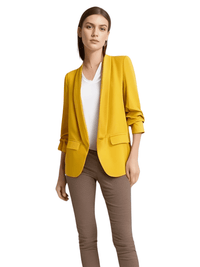 Thumbnail for Modern Three Quarter Pile Sleeve Blazer For Women - In 8 Colors! -, Blazers , Drestiny , Australia, Beige, Black, Blazers, Brown, Fuchsia, Gold, Green, Hot Pink, Jackets, Khaki, L, M, New Zealand, Pink, S, United Kingdom, United States, Wine Red, Yellow , Drestiny , www.shopdrestiny.com