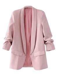 Thumbnail for Modern Three Quarter Pile Sleeve Blazer For Women - In 8 Colors! -, Blazers , Drestiny , Australia, Beige, Black, Blazers, Brown, Fuchsia, Gold, Green, Hot Pink, Jackets, Khaki, L, M, New Zealand, Pink, S, United Kingdom, United States, Wine Red, Yellow , Drestiny , www.shopdrestiny.com