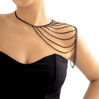 Thumbnail for Multilayer Black Shoulder Body Chain for Women -, Body Jewelry , Drestiny , Australia, Black, Body Chains, Body Jewelry, Canada, Gender_Women, New Zealand, United Kingdom, United States , Drestiny , www.shopdrestiny.com