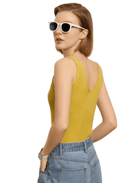 Thumbnail for New Women's Double V-Neck Tank Tops -, Tank Tops , Drestiny , Apricot, Australia, Beige, Black, Camisoles, Canada, Casual Shirts, Deep Pink, Dress Shirts, Green, L, M, New Zealand, S, Sleeveless, Tank Tops, United Kingdom, United States, XL, XS, XXL, Yellow , Drestiny , www.shopdrestiny.com