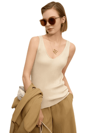 Thumbnail for New Women's Double V-Neck Tank Tops -, Tank Tops , Drestiny , Apricot, Australia, Beige, Black, Camisoles, Canada, Casual Shirts, Deep Pink, Dress Shirts, Green, L, M, New Zealand, S, Sleeveless, Tank Tops, United Kingdom, United States, XL, XS, XXL, Yellow , Drestiny , www.shopdrestiny.com