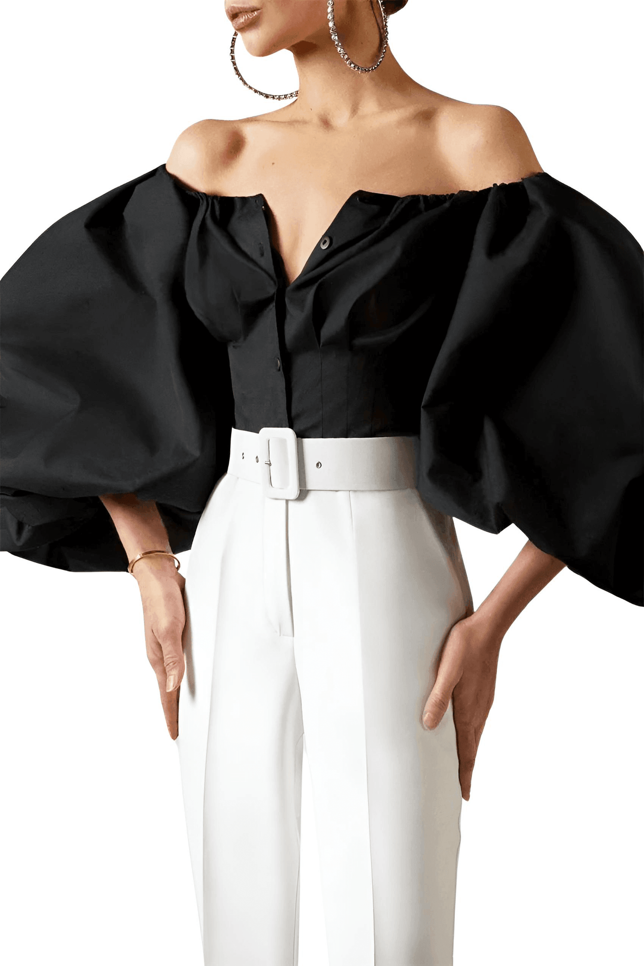 Off Shoulder Lantern Sleeve Blouses For Women -, Blouses , Drestiny , Australia, Black, Blouses, Dress Shirts, FR, Khaki, L, Light Brown, Long Sleeves, M, New Zealand, Off Shoulder, S, United Kingdom, United States, White , Drestiny , www.shopdrestiny.com