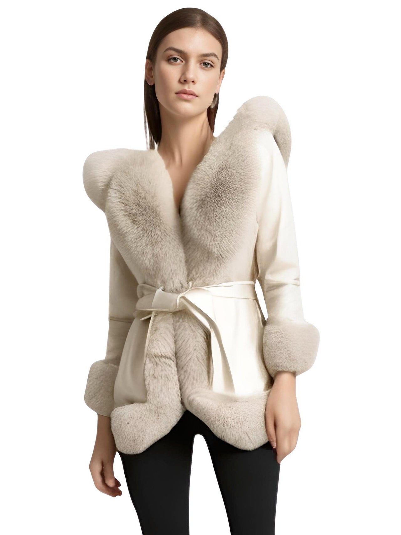 Hooded Fur Coats For Women With Belt and Fur Lining Inside -, Coats , Drestiny , Australia, Beige, Black, Brown, Camel, Canada, Coats, Jackets, L, M, New Zealand, S, United Kingdom, United States, XL, XXL, XXXL , Drestiny , www.shopdrestiny.com