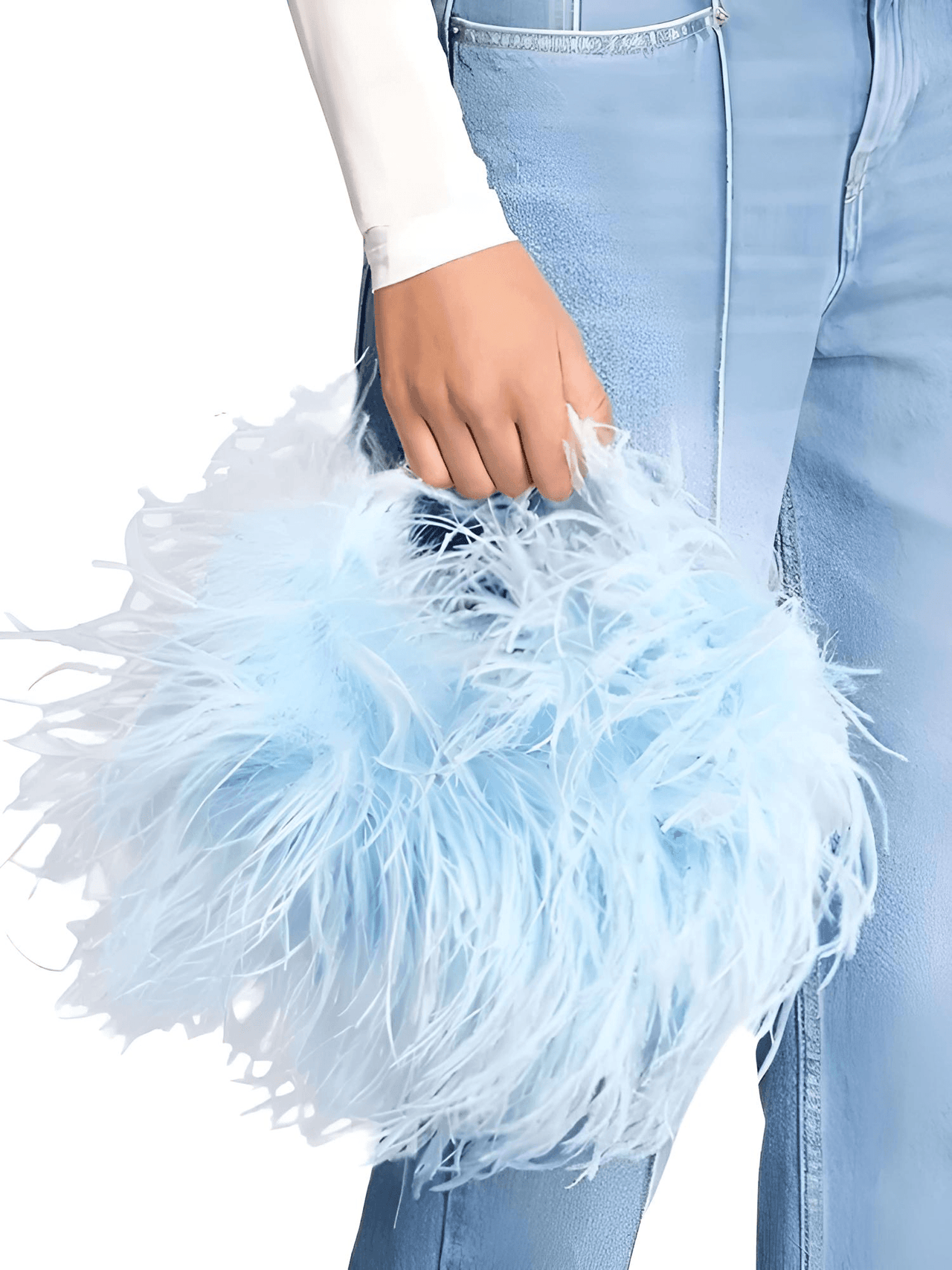 Pearl Beaded Handle Ostrich Feather Handbag -, Handbags, Wallets & Cases , Drestiny , Australia, Black, Blue, Deep Pink, Green, Handbags, Light Blue, M, New Zealand, Orange, Purple, Purses, Red, United Kingdom, United States, Yellow , Drestiny , www.shopdrestiny.com