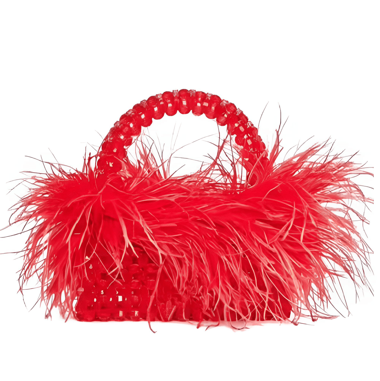 Pearl Beaded Handle Ostrich Feather Handbag -, Handbags, Wallets & Cases , Drestiny , Australia, Black, Blue, Deep Pink, Green, Handbags, Light Blue, M, New Zealand, Orange, Purple, Purses, Red, United Kingdom, United States, Yellow , Drestiny , www.shopdrestiny.com