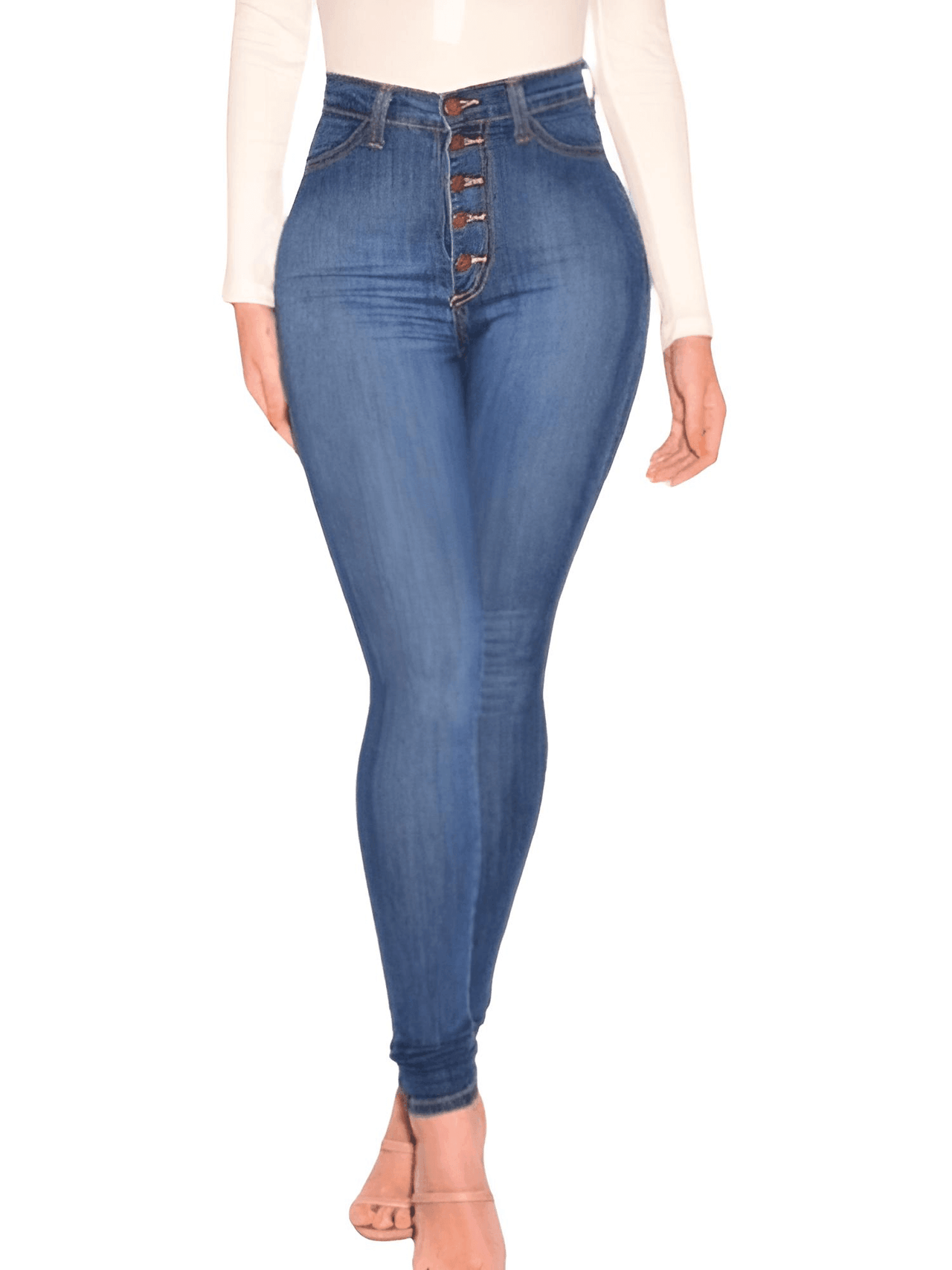 Women's Plus Size Button Up Stretch Skinny Jeans -, Jeans , Drestiny , 4XL, Australia, Blue, Casual Pants, Dark Blue, FR, Jeans, L, New Zealand, Skinny Jeans, United Kingdom, United States, XL, XXL, XXXL , Drestiny , www.shopdrestiny.com