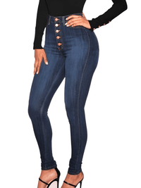 Thumbnail for Women's Plus Size Button Up Stretch Skinny Jeans -, Jeans , Drestiny , 4XL, Australia, Blue, Casual Pants, Dark Blue, FR, Jeans, L, New Zealand, Skinny Jeans, United Kingdom, United States, XL, XXL, XXXL , Drestiny , www.shopdrestiny.com