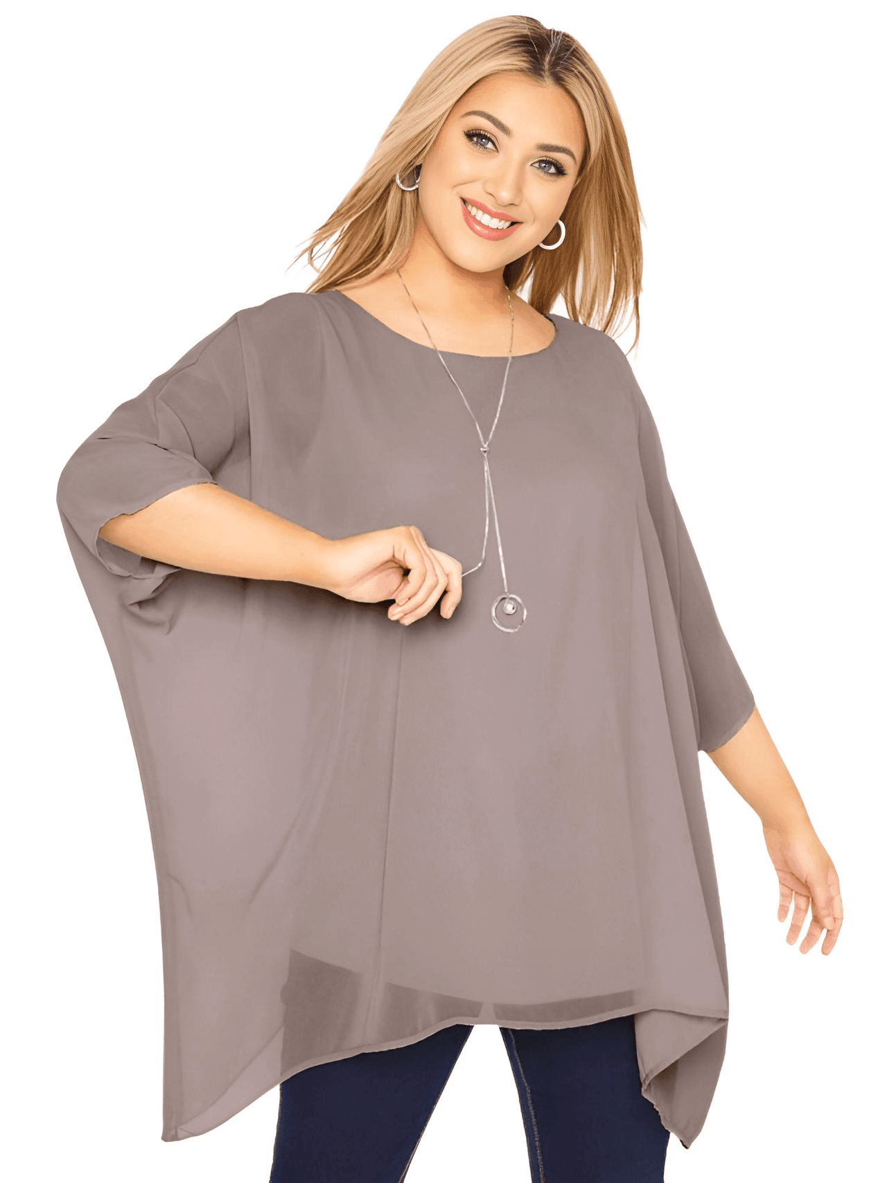 Plus Size Loose Batwing Sleeve Elegant Tunic Top - Up to 8XL! -, Blouses , Drestiny , 4XL, 5XL, 6XL, 7XL, 8XL, Australia, Blouses, Brown, Casual Shirts, Dress Shirts, Khaki, L, New Zealand, Short Sleeves, Sienna, United Kingdom, United States, XL, XXL, XXXL , Drestiny , www.shopdrestiny.com