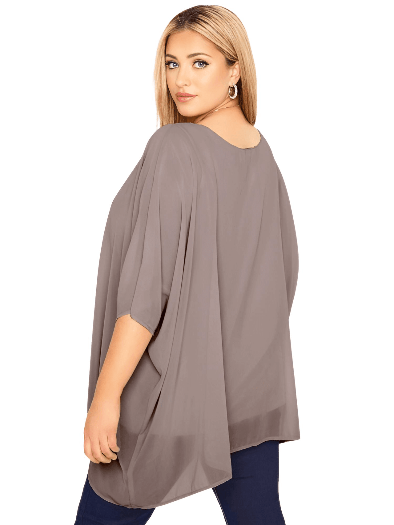 Plus Size Loose Batwing Sleeve Elegant Tunic Top - Up to 8XL! -, Blouses , Drestiny , 4XL, 5XL, 6XL, 7XL, 8XL, Australia, Blouses, Brown, Casual Shirts, Dress Shirts, Khaki, L, New Zealand, Short Sleeves, Sienna, United Kingdom, United States, XL, XXL, XXXL , Drestiny , www.shopdrestiny.com