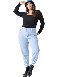 Thumbnail for Square Neck Plus Size Black Top Women's -, Shirts , Drestiny , 4XL, 5XL, 6XL, 7XL, 8XL, Australia, Black, Casual Shirts, Gender_Women, L, Long Sleeves, New Zealand, United Kingdom, United States, XL, XXL, XXXL , Drestiny , www.shopdrestiny.com