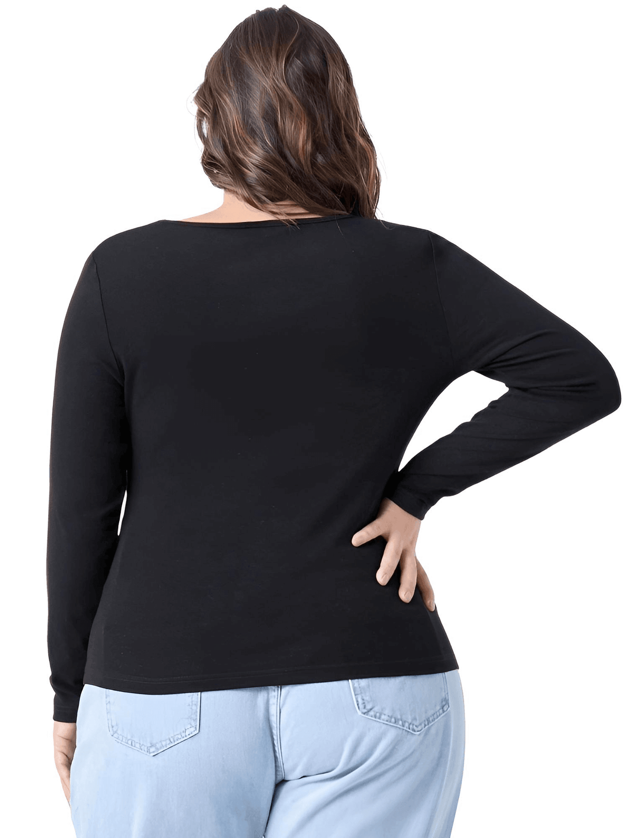 Square Neck Plus Size Black Top Women's -, Shirts , Drestiny , 4XL, 5XL, 6XL, 7XL, 8XL, Australia, Black, Casual Shirts, Gender_Women, L, Long Sleeves, New Zealand, United Kingdom, United States, XL, XXL, XXXL , Drestiny , www.shopdrestiny.com