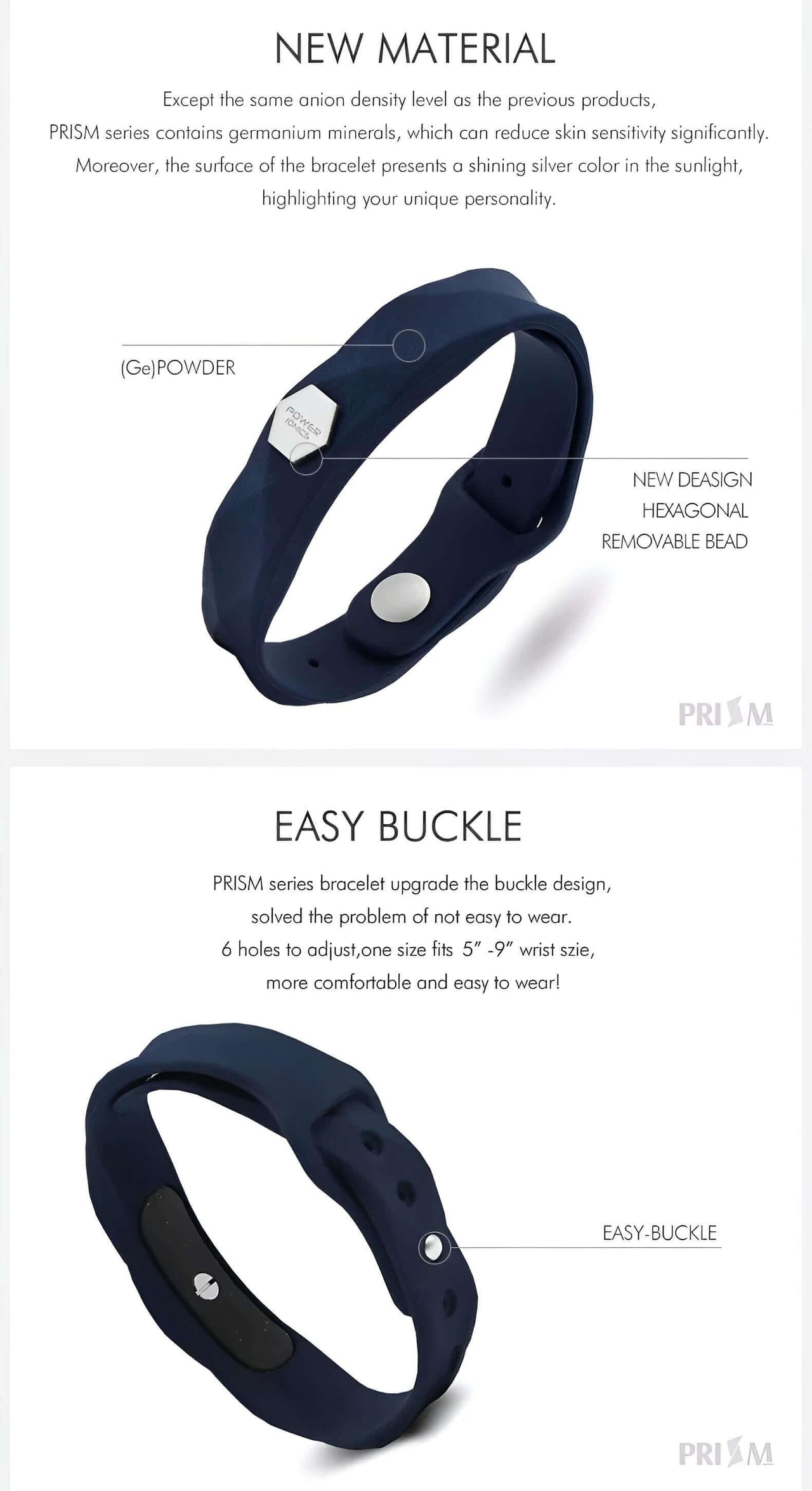 Power Ionics Prism Waterproof Ions Germanium Fashion Sports Health Bracelet -, Bracelet , Drestiny , Australia, Black, Bracelets, Canada, Dark Blue, Grey, Navy, New Zealand, Red, United Kingdom, United States, White , Drestiny , www.shopdrestiny.com