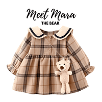 Thumbnail for Princess Plaid Dresses For Baby With Bear Accessory -, Baby & Toddler Dresses , Drestiny , 12M, 18M, 24M, 9M, Australia, Canada, Dresses, Girls, New Zealand, Pink, Purple, Red, Tan, United Kingdom, United States , Drestiny , www.shopdrestiny.com