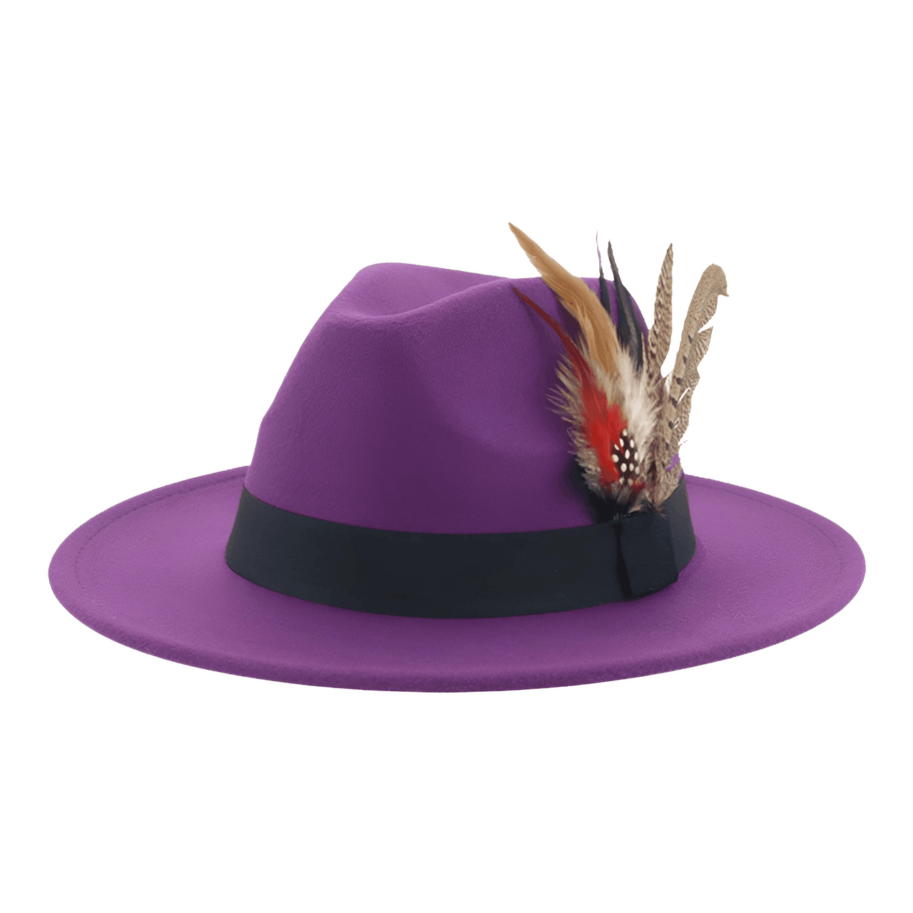 Fedora With Feather Band Detailing For Men & Women -, Fedora , Drestiny , Army Green, Australia, Black, Blue, Canada, Chocolate, Dark Blue, Dark Brown, Dark Green, Dark Orange, Deep Pink, Gender_Men, Gender_Women, Green, Hats, Khaki, Lavender, Light Blue, Light Green, Light Purple, New Zealand, Olive Green, Orange, Pink, Purple, Tomato, United Kingdom, United States, White, Wine Red, Yellow , Drestiny , www.shopdrestiny.com