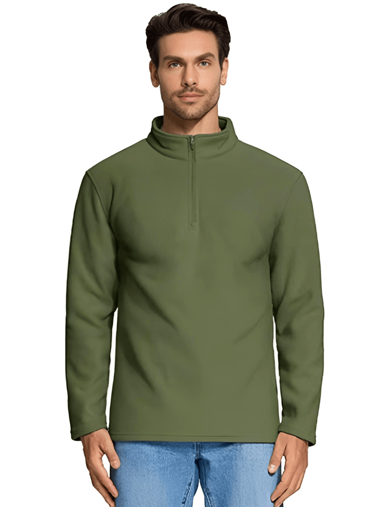 Quarter-Zip Pullover Tops Mens Fleece Sweatshirts