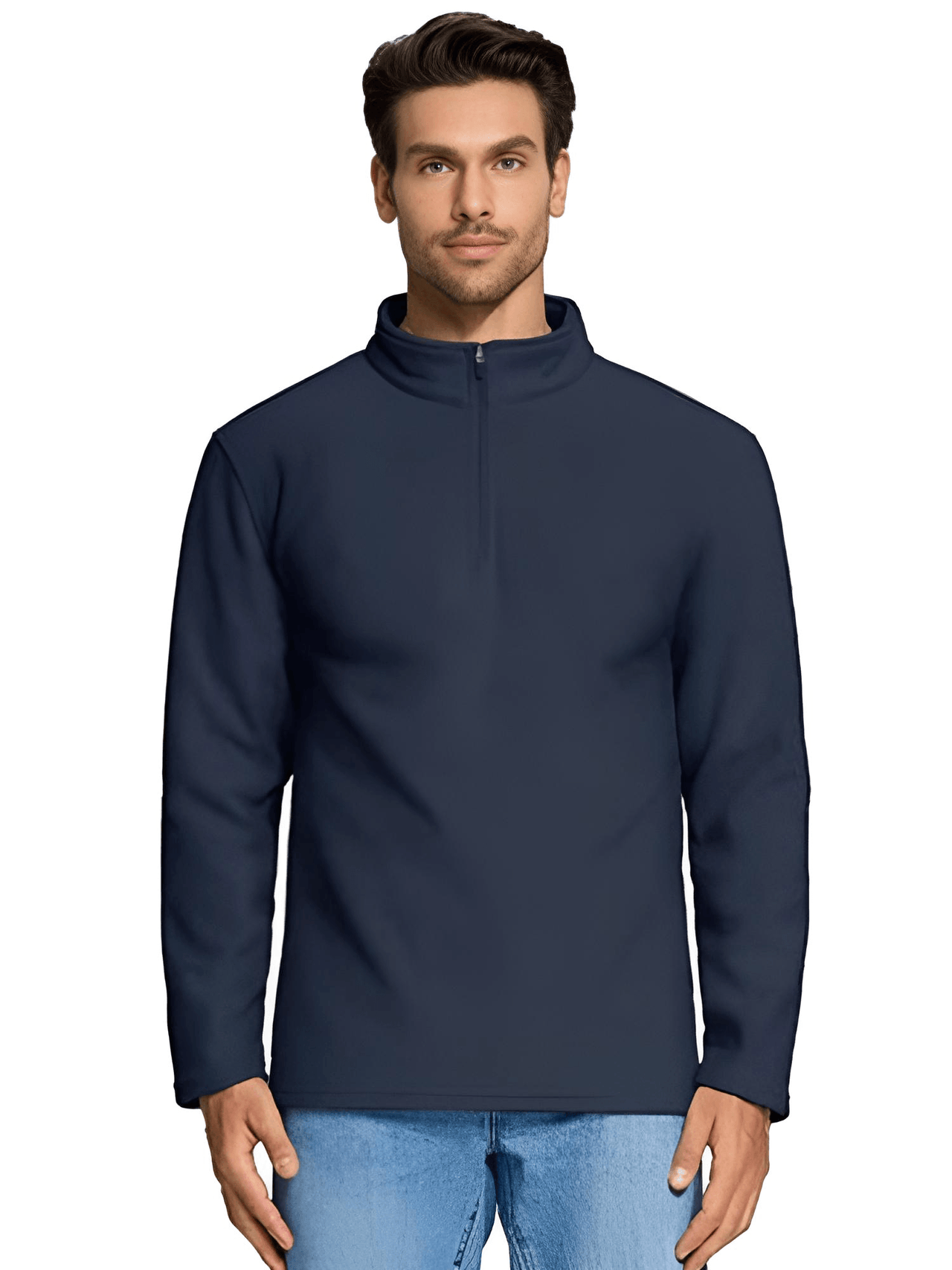 Quarter-Zip Pullover Tops Mens Fleece Sweatshirts