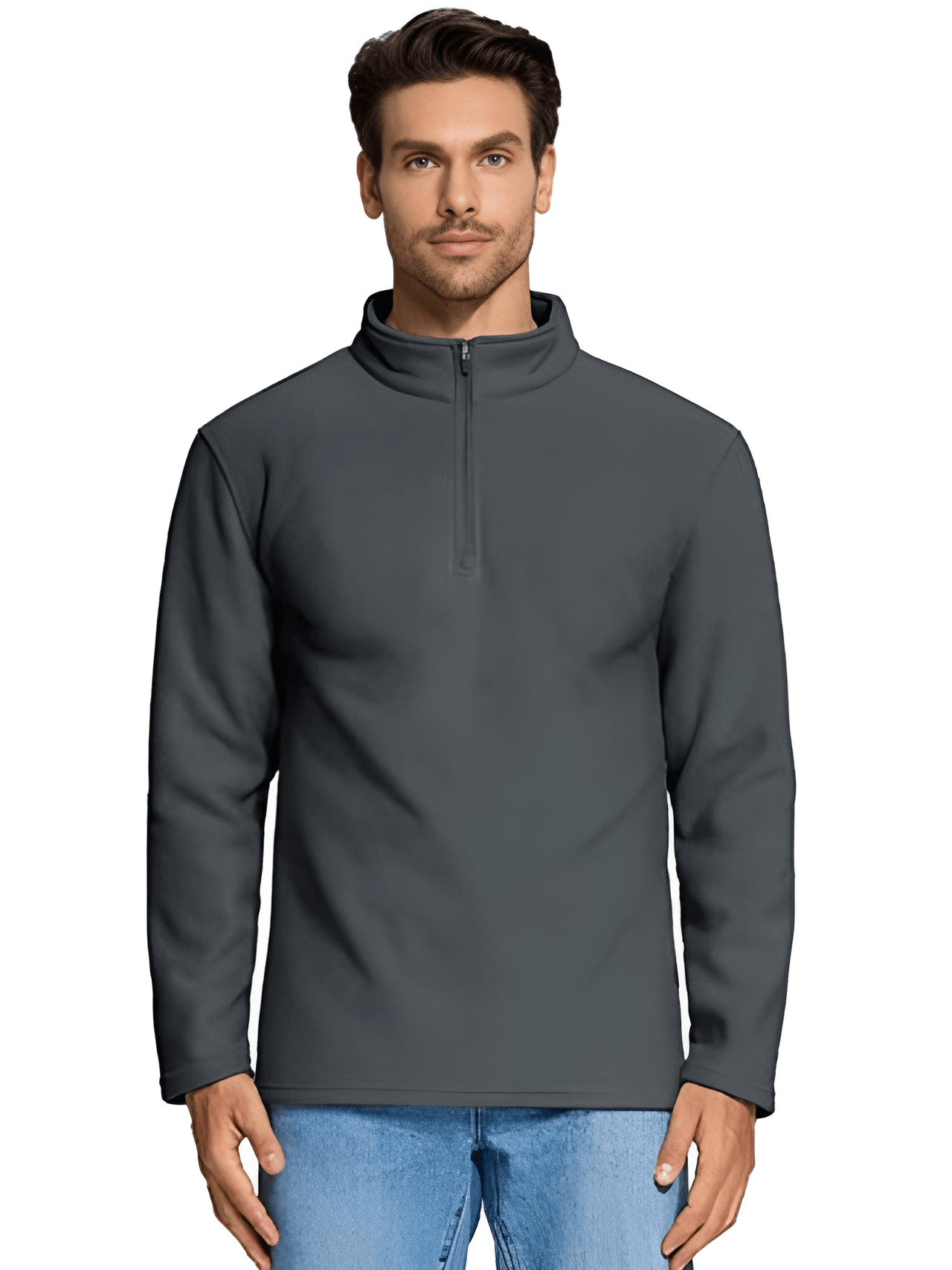 Quarter-Zip Pullover Tops Mens Fleece Sweatshirts