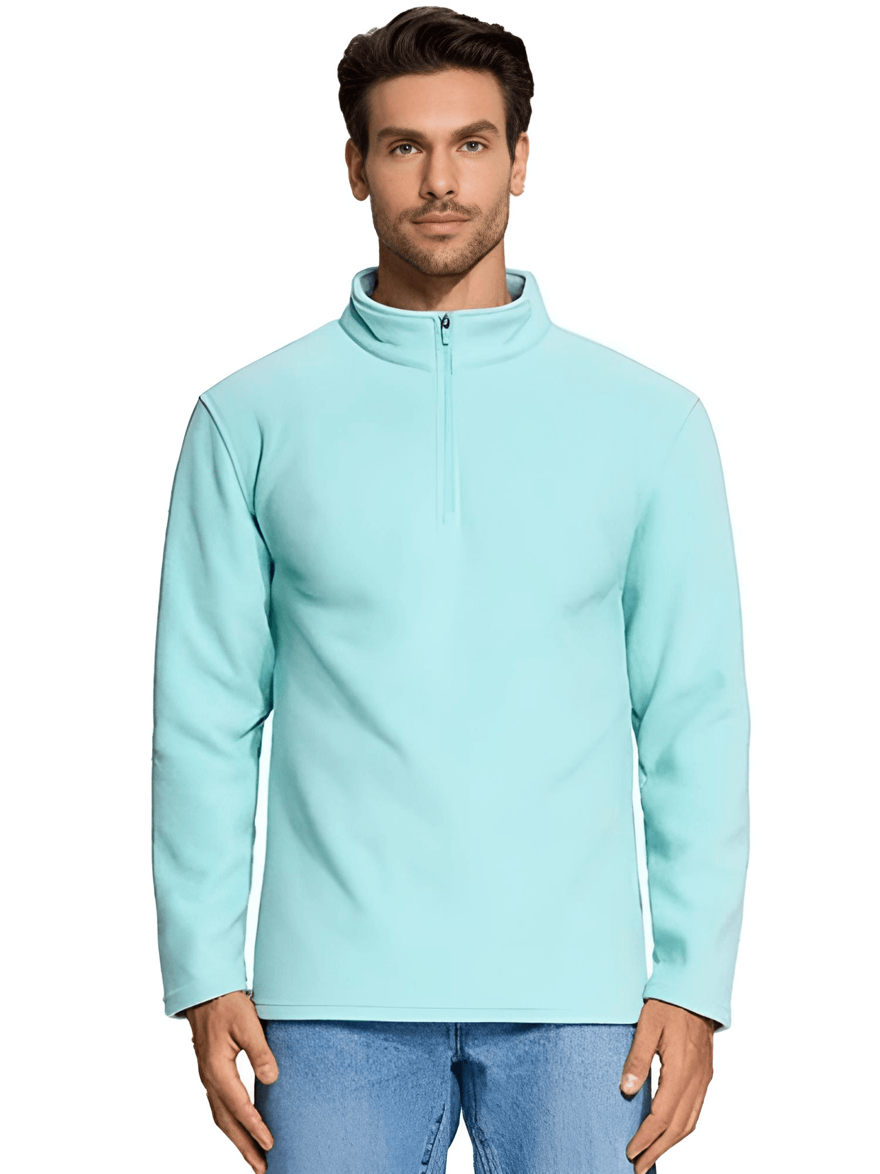 Quarter-Zip Pullover Tops Mens Fleece Sweatshirts